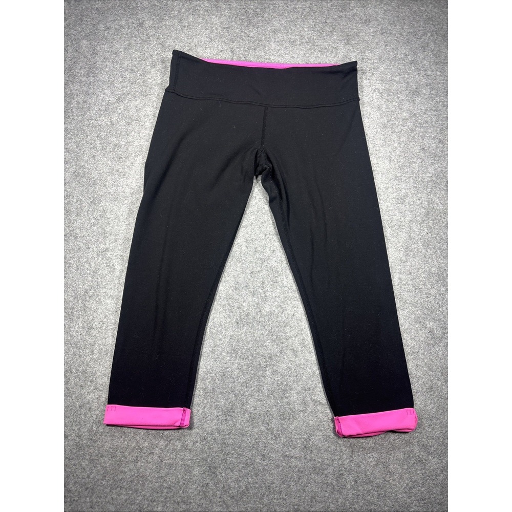Lululemon Black /Pink Wunder Under Crop Leggings 21 inch inseam size 8